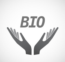 Isolated hands offering icon with  the text  BIO