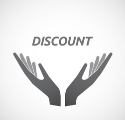 Isolated hands offering icon with    the text DISCOUNT