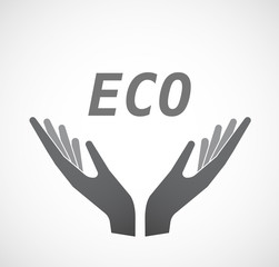Isolated hands offering icon with    the text ECO