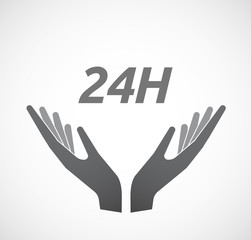 Isolated hands offering icon with    the text 24H