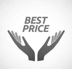 Isolated hands offering icon with    the text BEST PRICE