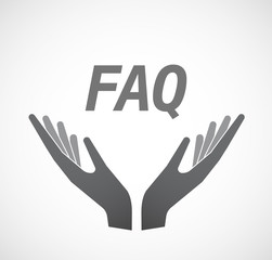 Isolated hands offering icon with    the text FAQ