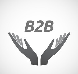 Isolated hands offering icon with    the text B2B