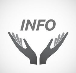 Isolated hands offering icon with    the text INFO