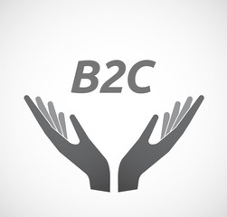 Isolated hands offering icon with    the text B2C