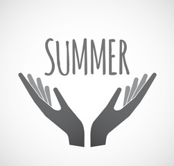 Isolated hands offering icon with    the text SUMMER