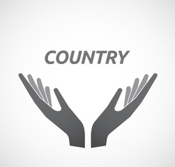 Isolated hands offering icon with    the text COUNTRY