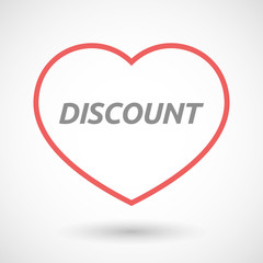 Isolated  line art heart icon with    the text DISCOUNT