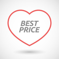 Isolated  line art heart icon with    the text BEST PRICE