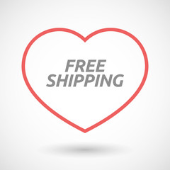 Isolated  line art heart icon with    the text FREE SHIPPING