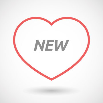 Isolated  line art heart icon with    the text NEW
