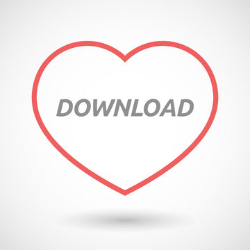 Isolated  line art heart icon with    the text DOWNLOAD
