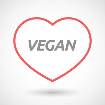 Isolated  line art heart icon with    the text VEGAN