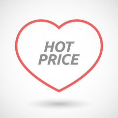 Isolated  line art heart icon with    the text HOT PRICE