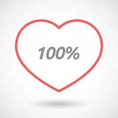 Isolated  line art heart icon with    the text 100%