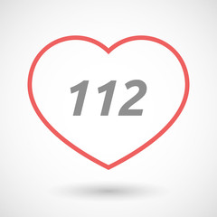 Isolated  line art heart icon with    the text 112