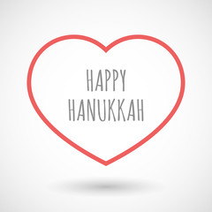 Isolated  line art heart icon with    the text HAPPY HANUKKAH