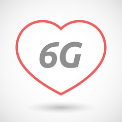 Isolated  line art heart icon with    the text 6G