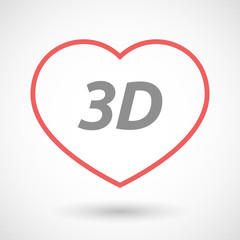 Isolated  line art heart icon with    the text 3D