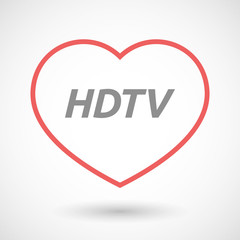 Isolated  line art heart icon with    the text HDTV