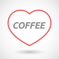 Isolated  line art heart icon with    the text COFFEE