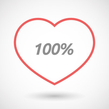 Isolated  line art heart icon with    the text 100%