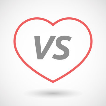 Isolated  line art heart icon with    the text VS