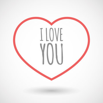 Isolated  line art heart icon with    the text I LOVE YOU