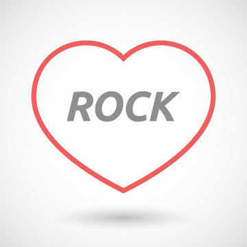 Isolated  line art heart icon with    the text ROCK