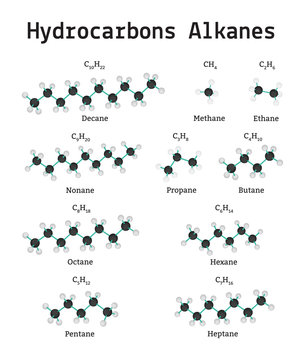 Hydrocarbon Alkane molecules set