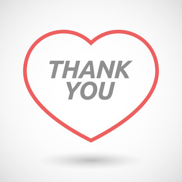 Isolated  line art heart icon with    the text THANK YOU