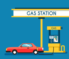 Gas filling station. Energy. Vector flat illustration