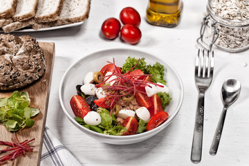 Tuna salad on a white table