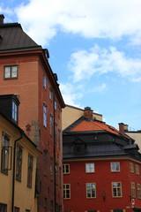 Bunte Häuser in der Altstadt von Stockholm (Schweden)