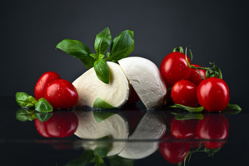 mozzarella with basil and tomatoes