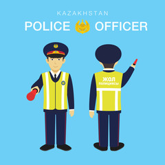 Traffic police officer in Kazakhstan with uniform.