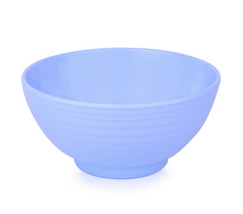 empty blue plastic bowl isolated on white