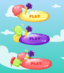 Cartoon sweet play buttons.