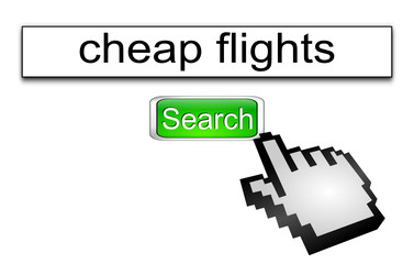 Obraz premium Internet web search engine cheap flights - 3D illustration