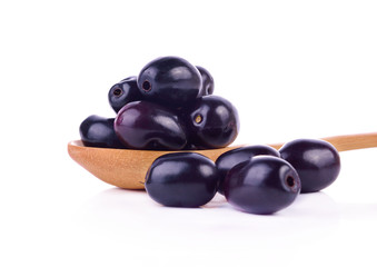 Jambolan plum or Java plum on white background.