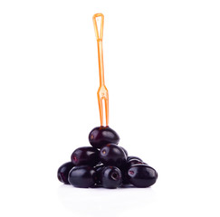 Jambolan plum or Java plum on white background.