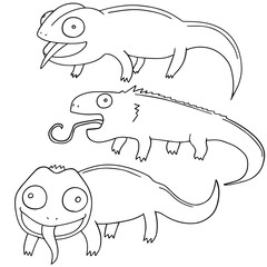 vector set of chameleon