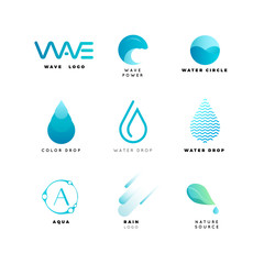 Abstract logo. Water logo. Wave logo. Geometric logo. Water line logo. Nature logo. Nature elements logo. Water vector logo. Water energy logo