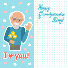 Vector drawing of icon elderly man with congratulation inscription day grandparents