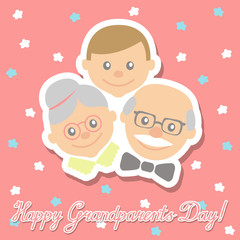 Grandmother and the grandfather with his grandson. Congratulations inscription day grandparents