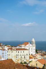 Panoramic of Alfama district  in Lisbon