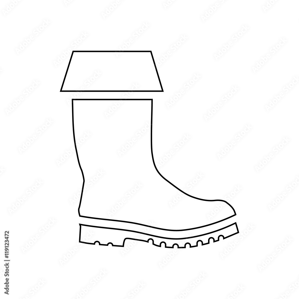 Poster rubber boot icon in outline style isolated on white background