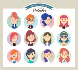 Set of women avatars
