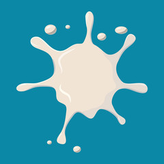 Milk spatter icon isolated on blue background. Liquid symbol