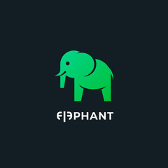 Flat elephant logo. Vector elephant logo. Elephant icon. Flat elephant icon. Flat vector elephant illustration. Green elephant logo. Ecology and nature logo. Green logo. Nature logo. Green icon